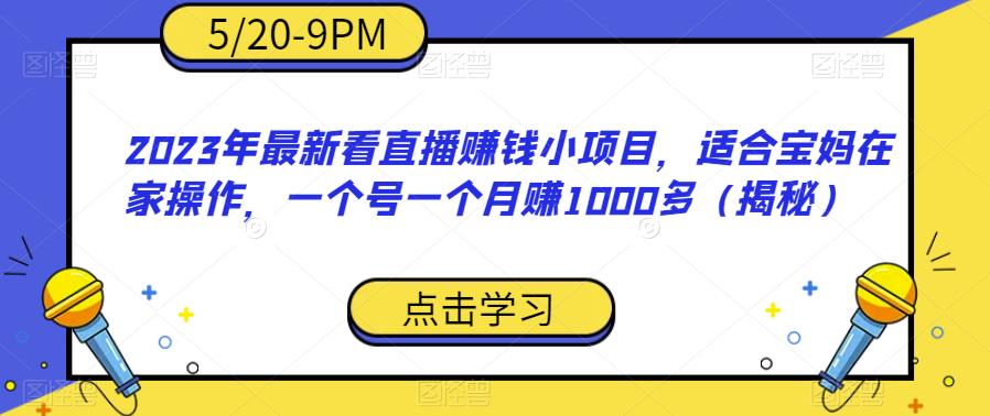 2023年最新看直播赚钱小项目，适合宝妈在家操作，一个号一个月赚1000多（揭秘）-圆梦资源网