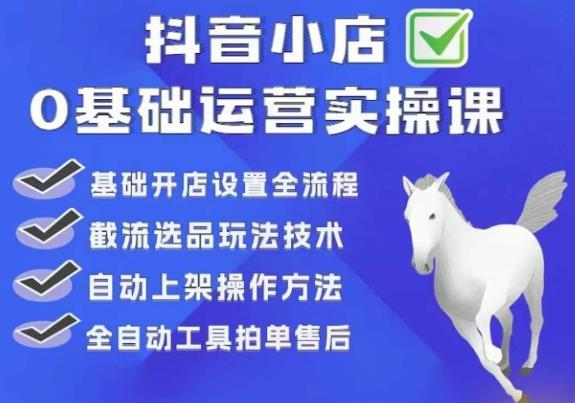 白马电商·0基础抖店运营实操课，基础开店设置全流程，截流选品玩法技术-圆梦资源网