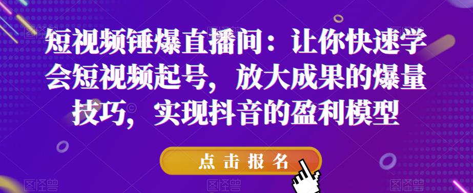 短视频锤爆直播间：让你快速学会短视频起号，放大成果的爆量技巧，实现抖音的盈利模型-圆梦资源网
