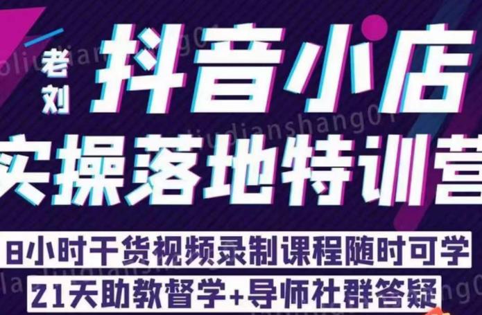 老刘·抖店商品卡流量，​抖音小店实操落地特训营，8小时干货视频录制课程随时可学-圆梦资源网