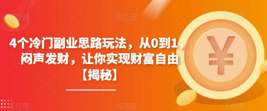 4个冷门副业思路玩法，从0到1，闷声发财，让你实现财富自由【揭秘】-圆梦资源网
