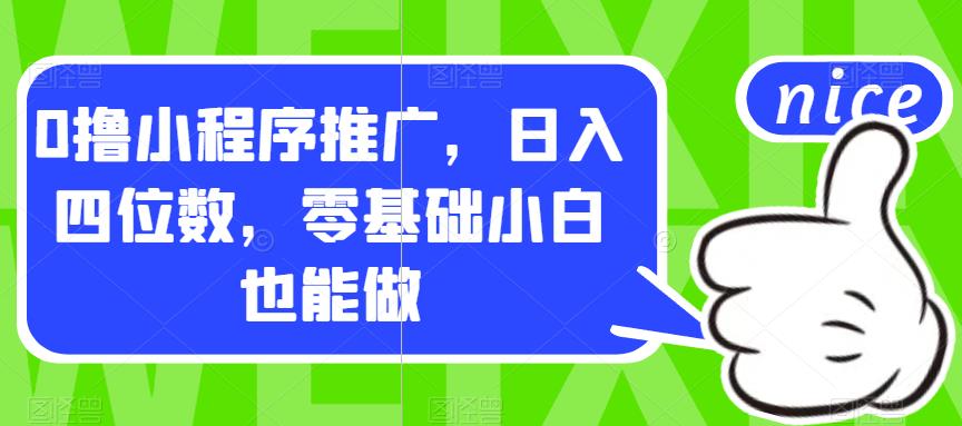 0撸小程序推广，日入四位数，零基础小白也能做【揭秘】-圆梦资源网