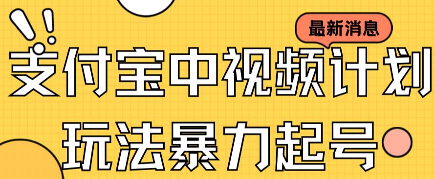 支付宝中视频玩法暴力起号影视起号有播放即可获得收益（带素材）-圆梦资源网