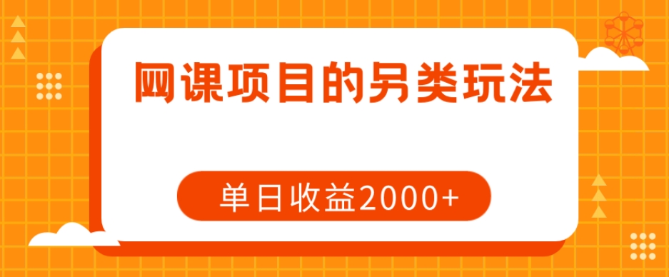 网课项目的另类玩法，单日收益2000+【揭秘】-圆梦资源网