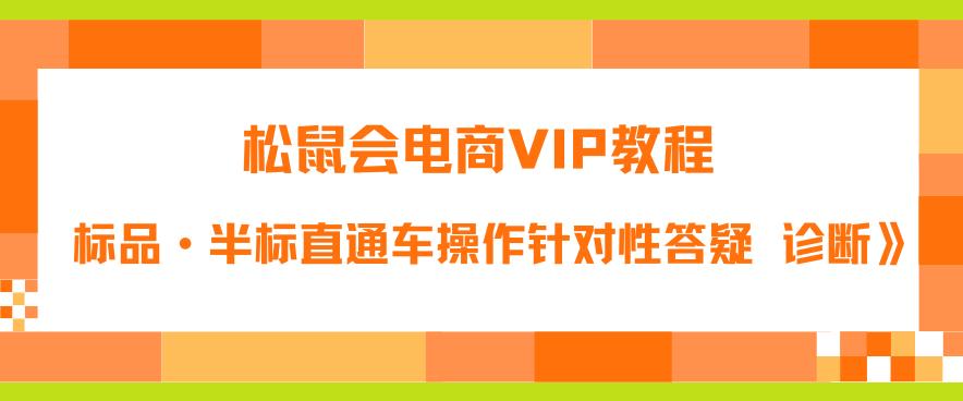 松鼠会电商VIP教程：松鼠《付费推广标品·半标直通车操作针对性答疑&诊断》-圆梦资源网