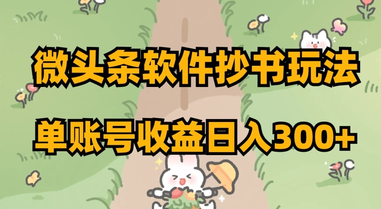 微头条软件抄书玩法，单账号收益日入300+【揭秘】-圆梦资源网