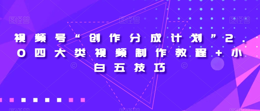 视频号“创作分成计划”2.0四大类视频制作教程+小白五技巧【揭秘】-圆梦资源网
