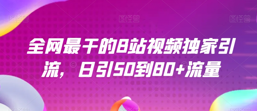 全网最干的B站视频独家引流，日引50到80+流量【揭秘】-圆梦资源网