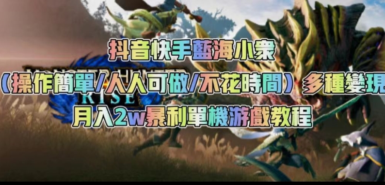 抖音快手蓝海小众（操作简单人人可做不花时间）多种变现月入2w＋暴利单机游戏教程-圆梦资源网