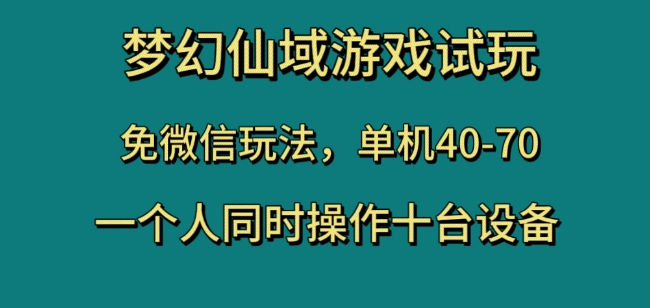 梦幻仙域游戏试玩，免微信玩法，单机40-70，一个人同时操作十台设备【揭秘】-圆梦资源网
