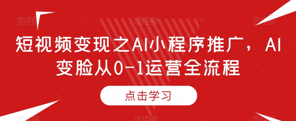 短视频变现之AI小程序推广，AI变脸从0-1运营全流程-圆梦资源网
