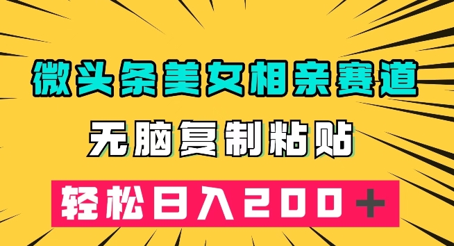 微头条冷门美女相亲赛道，无脑复制粘贴，轻松日入200＋【揭秘】-圆梦资源网