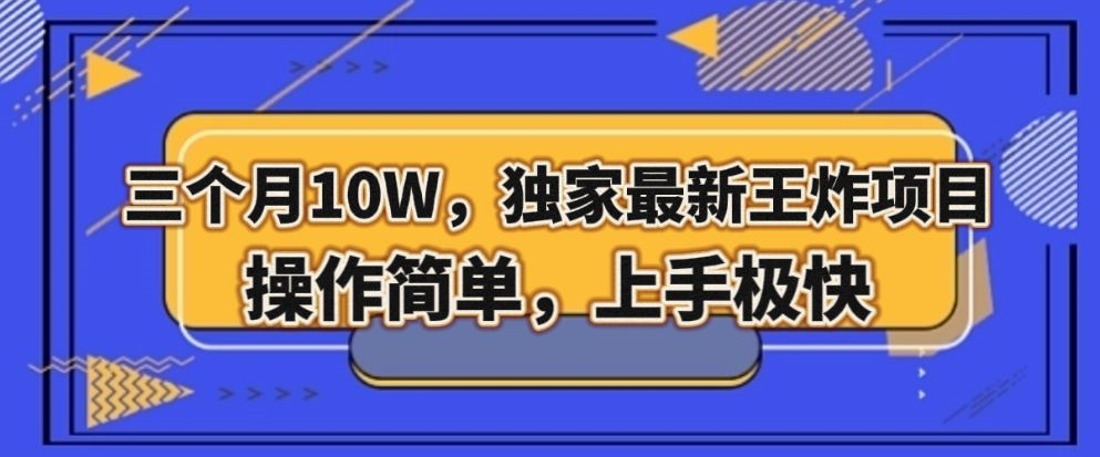 三个月10W，独家最新王炸项目！操作简单，上手极快【揭秘】-圆梦资源网