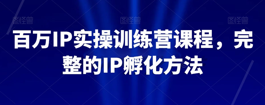 百万IP实操训练营课程，完整的IP孵化方法-圆梦资源网