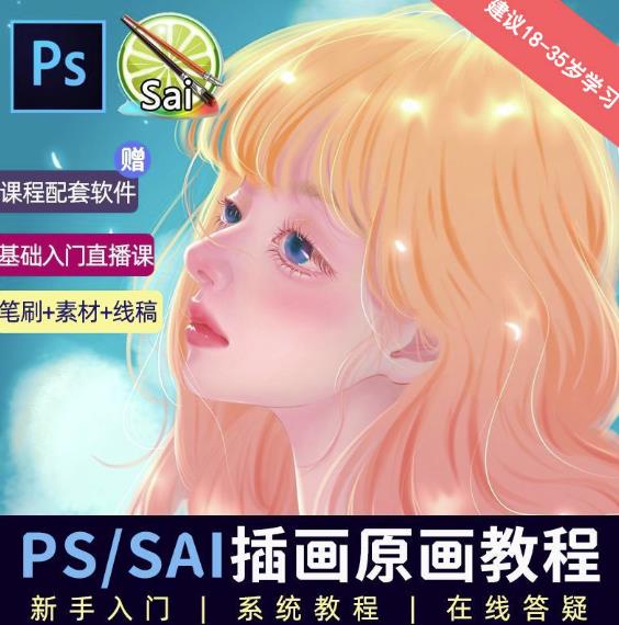 价值1288的原画插画教程零基础CG漫画SAI线稿笔刷手绘画数位板绘视频课程-圆梦资源网