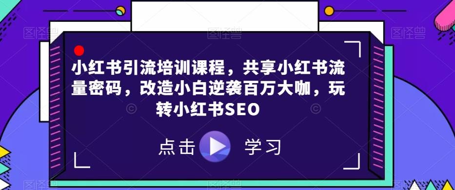 小红书引流培训课程，共享小红书流量密码，改造小白逆袭百万大咖，玩转小红书SEO-圆梦资源网