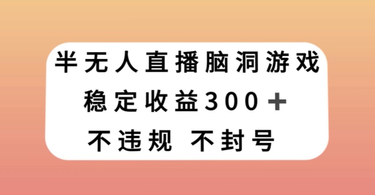 半无人直播脑洞小游戏，每天收入300+，保姆式教学小白轻松上手【揭秘】-圆梦资源网