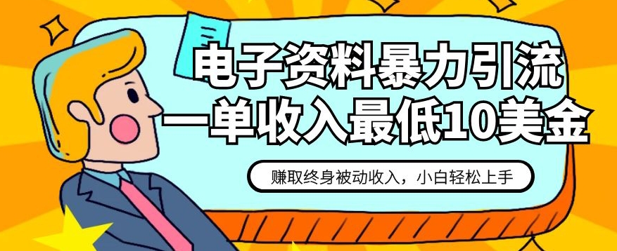 电子资料暴力引流，一单最低10美金，赚取终身被动收入，保姆级教程【揭秘】-圆梦资源网