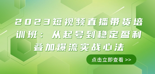 2023短视频直播带货培训班：从起号到稳定盈利叠加爆流实战心法（11节课）-圆梦资源网