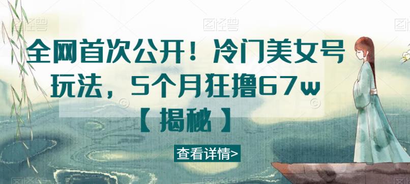 全网首次公开！冷门美女号玩法，5个月狂撸67w【揭秘】-圆梦资源网