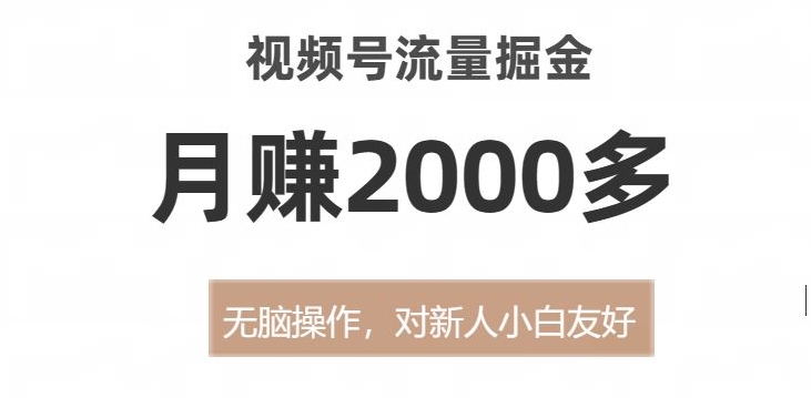 视频号流量掘金，无脑操作，对新人小白友好，月赚2000多【揭秘】-圆梦资源网