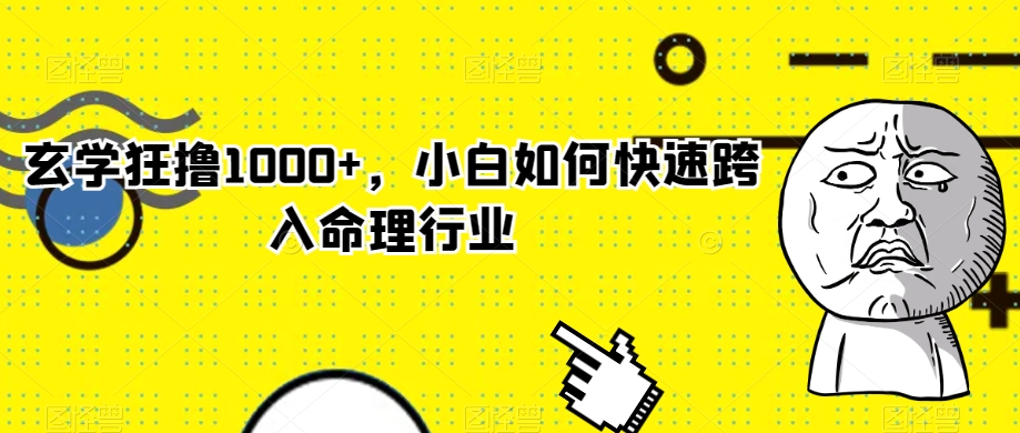 玄学狂撸1000+，小白如何快速跨入命理行业【揭秘】-圆梦资源网