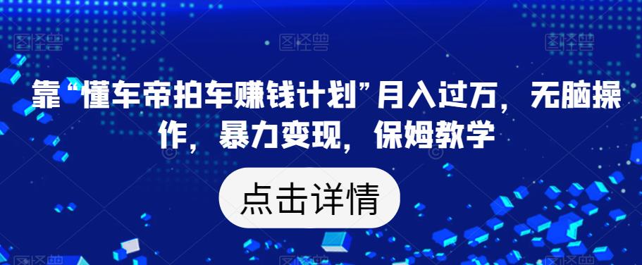靠“懂车帝拍车赚钱计划”月入过万，无脑操作，暴力变现，保姆教学【揭秘】-圆梦资源网