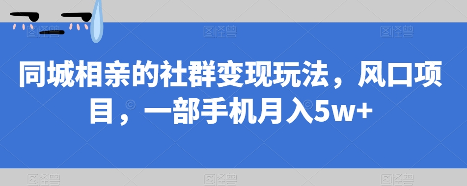 同城相亲的社群变现玩法，风口项目，一部手机月入5w+【揭秘】-圆梦资源网