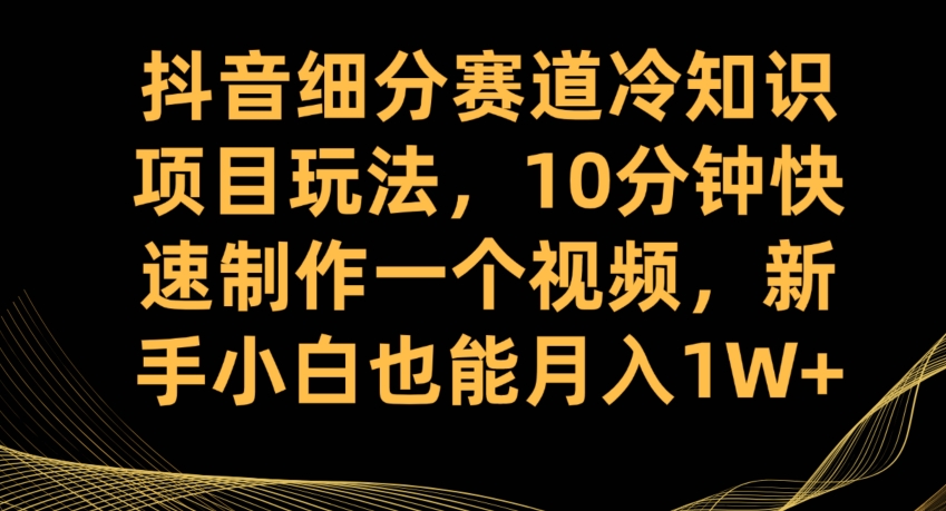 抖音细分赛道冷知识项目玩法，10分钟快速制作一个视频，新手小白也能月入1W+【揭秘】-圆梦资源网
