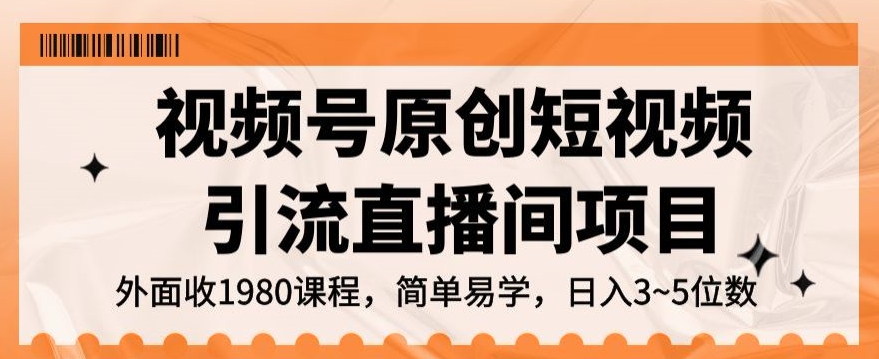 视频号原创短视频引流直播间项目，日入3~5五位数【揭秘】-圆梦资源网