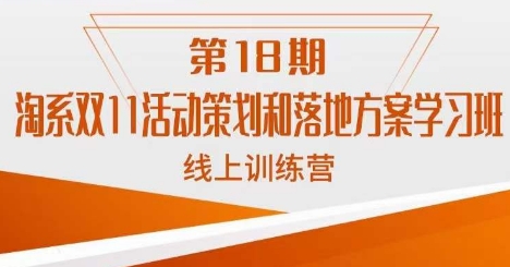 南掌柜·淘系双11活动策划和落地方案线上课18期-圆梦资源网