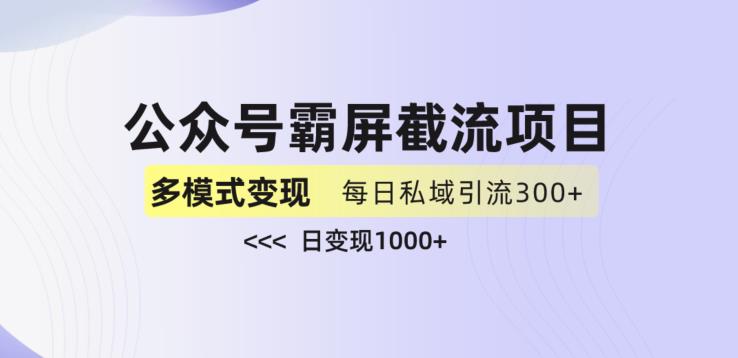 公众号霸屏截流项目+私域多渠道变现玩法，全网首发，日入1000+【揭秘】-圆梦资源网