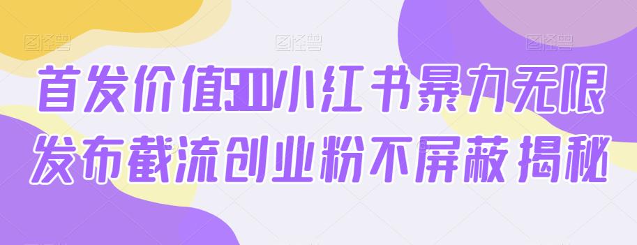 首发价值5100小红书暴力无限发布截流创业粉不屏蔽揭秘-圆梦资源网