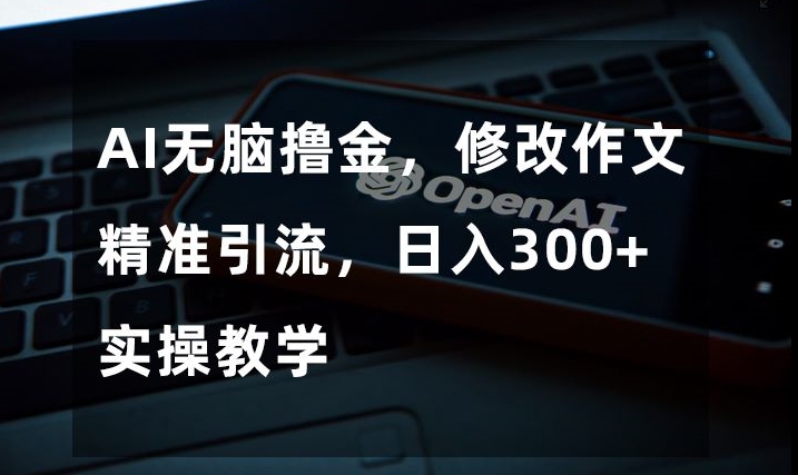 AI无脑撸金，修改作文精准引流，日入300+，实操教学【揭秘】-圆梦资源网