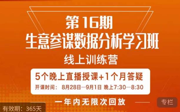 宁静·生意参谋数据分析学习班，解决商家4大痛点，学会分析数据，打造爆款！-圆梦资源网