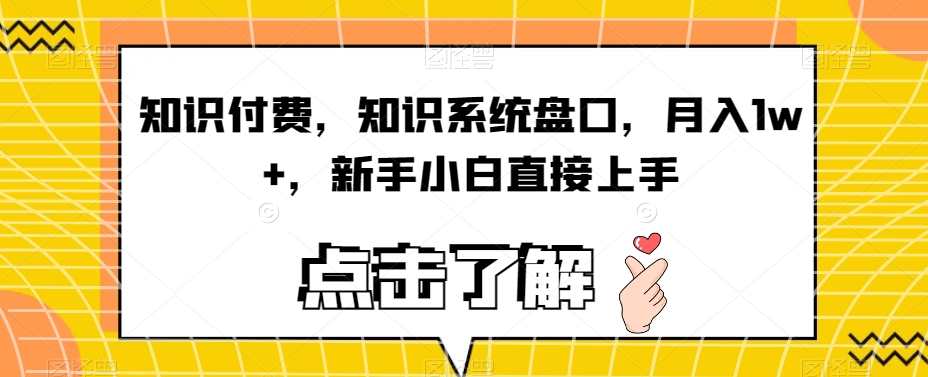 知识付费，知识系统盘口，月入1w+，新手小白直接上手-圆梦资源网