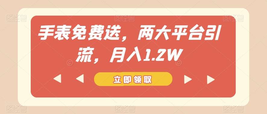 手表免费送，两大平台引流，月入1.2W【揭秘】-圆梦资源网