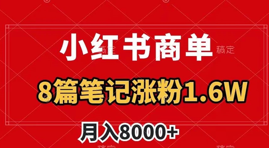小红书商单最新玩法，8篇笔记涨粉1.6w，作品制作简单，月入8000+【揭秘】-圆梦资源网