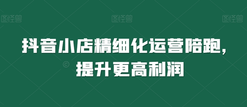 抖音小店精细化运营陪跑，提升更高利润-圆梦资源网