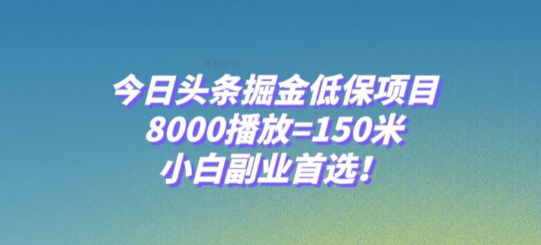 今日头条掘金低保项目，8000播放=150米，小白副业首选【揭秘】-圆梦资源网