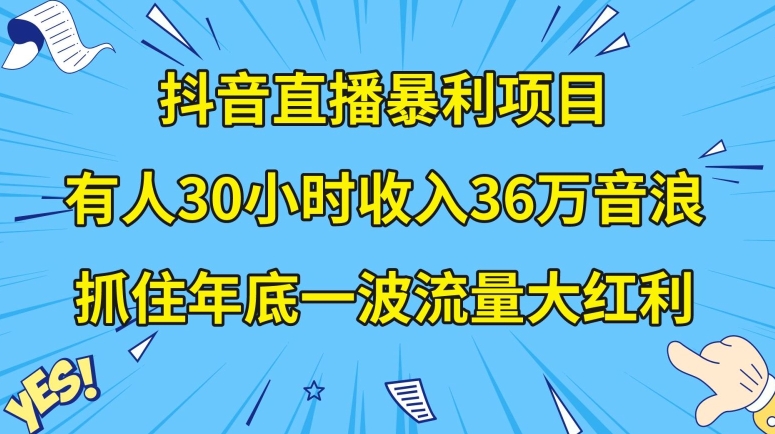 抖音直播暴利项目，有人30小时收入36万音浪，公司宣传片年会视频制作，抓住年底一波流量大红利【揭秘】-圆梦资源网