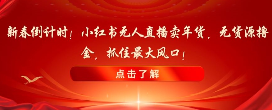 新春倒计时！小红书无人直播卖年货，无货源撸金，抓住最大风口【揭秘】-圆梦资源网