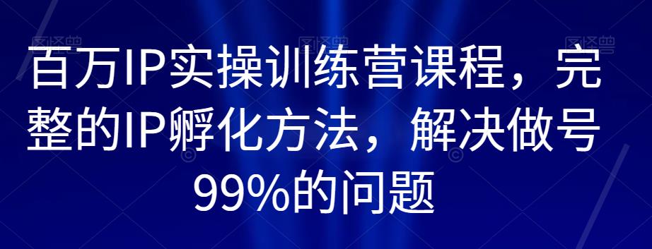 百万IP实操训练营课程，完整的IP孵化方法，解决做号99%的问题-圆梦资源网