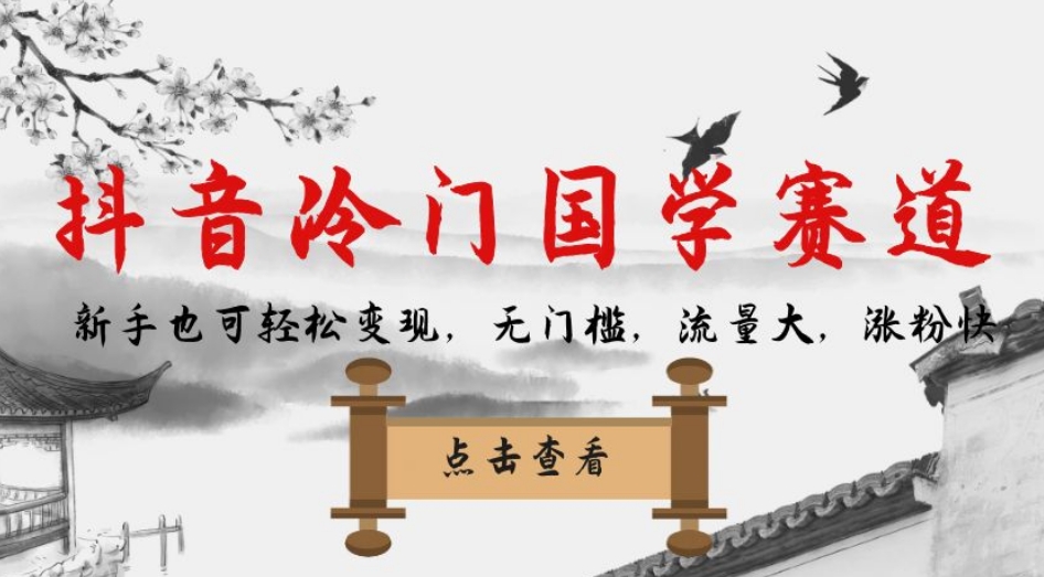 抖音冷门国学赛道，新手也可轻松变现，无门槛，流量大，涨粉快-圆梦资源网