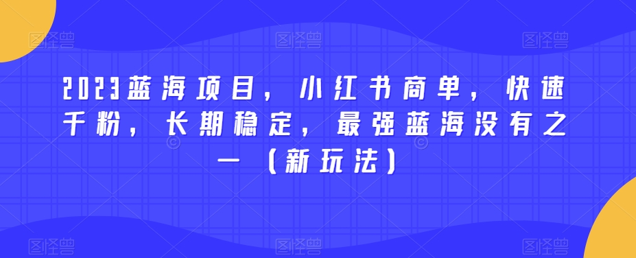 2023蓝海项目，小红书商单，快速千粉，长期稳定，最强蓝海没有之一（新玩法）-圆梦资源网