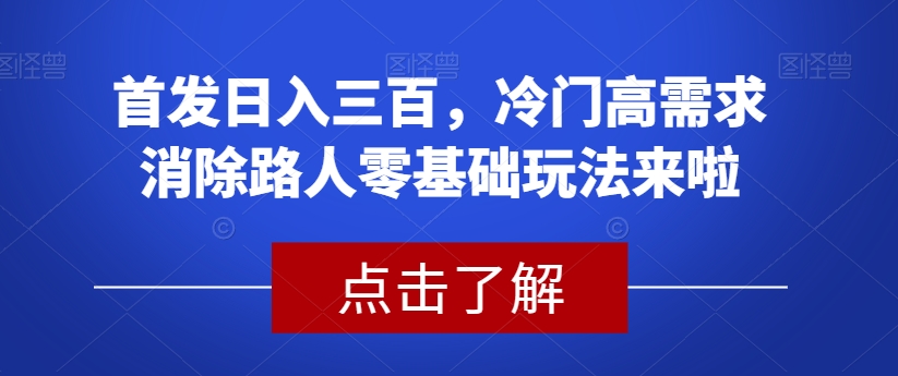 首发日入三百，冷门高需求消除路人零基础玩法来啦【揭秘】-圆梦资源网
