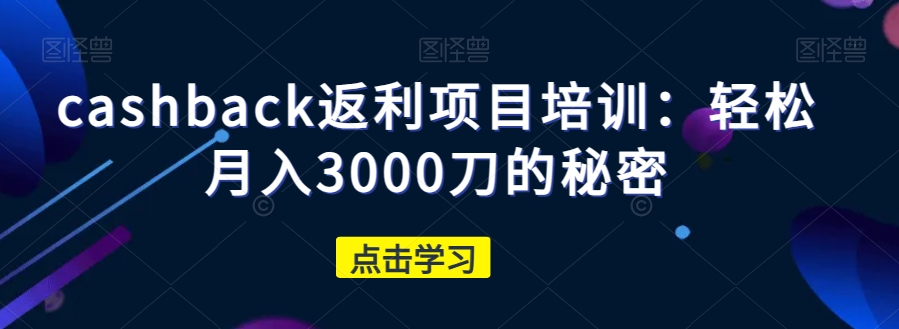 cashback返利项目培训：轻松月入3000刀的秘密-圆梦资源网
