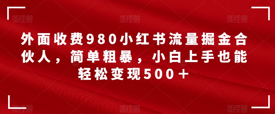 外面收费980小红书流量掘金合伙人，简单粗暴，小白上手也能轻松变现500＋【揭秘】-圆梦资源网