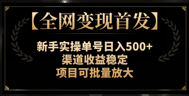 【全网变现首发】新手实操单号日入500+，渠道收益稳定，项目可批量放大【揭秘】-圆梦资源网