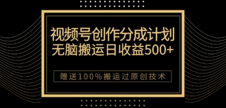 视频号分成计划与私域双重变现，纯搬运无技术，日入3~5位数【揭秘】-圆梦资源网